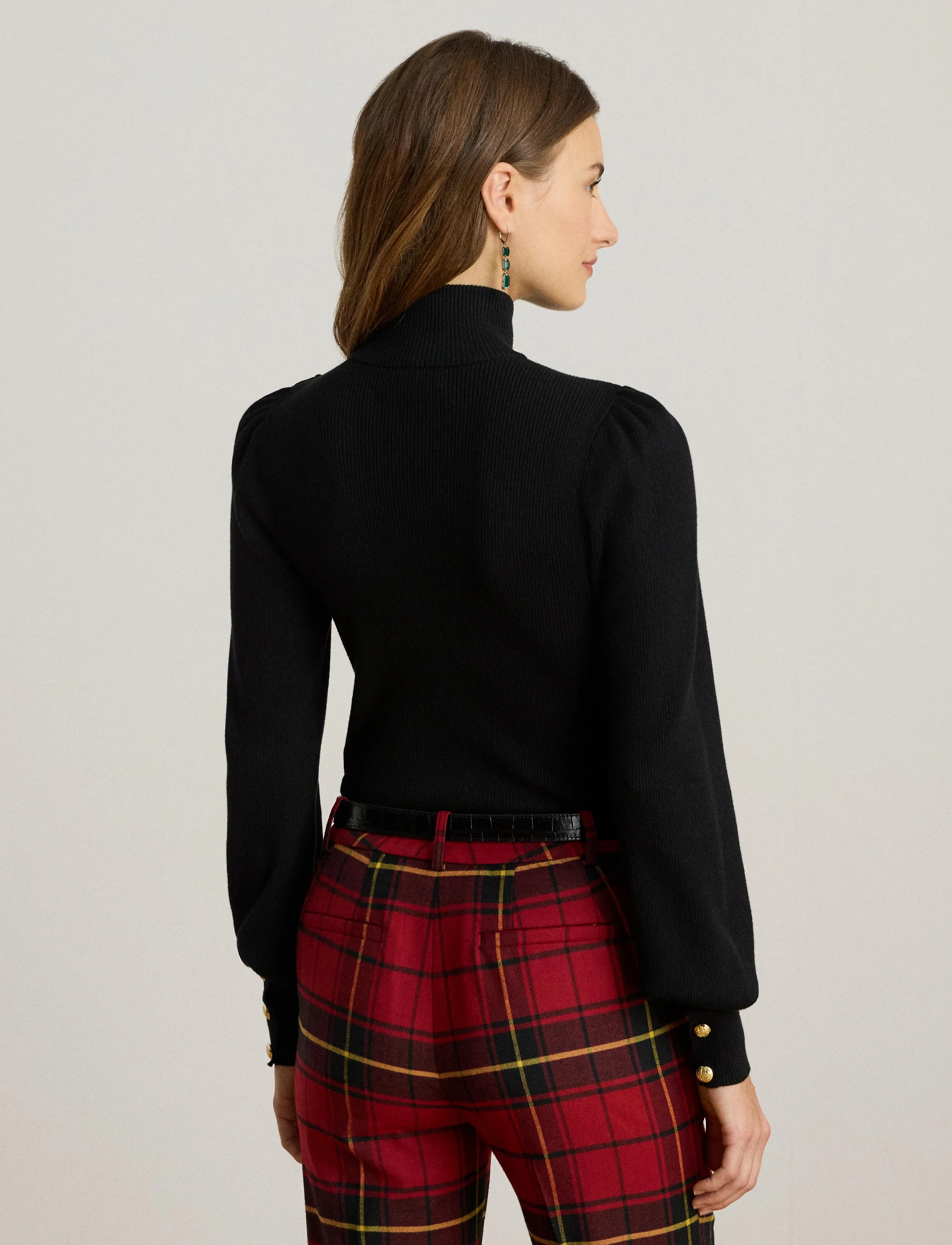 Lauren Ralph Lauren - Button-Trim Mockneck Sweater - džemperi ar augstu apkakli - polo black - 2