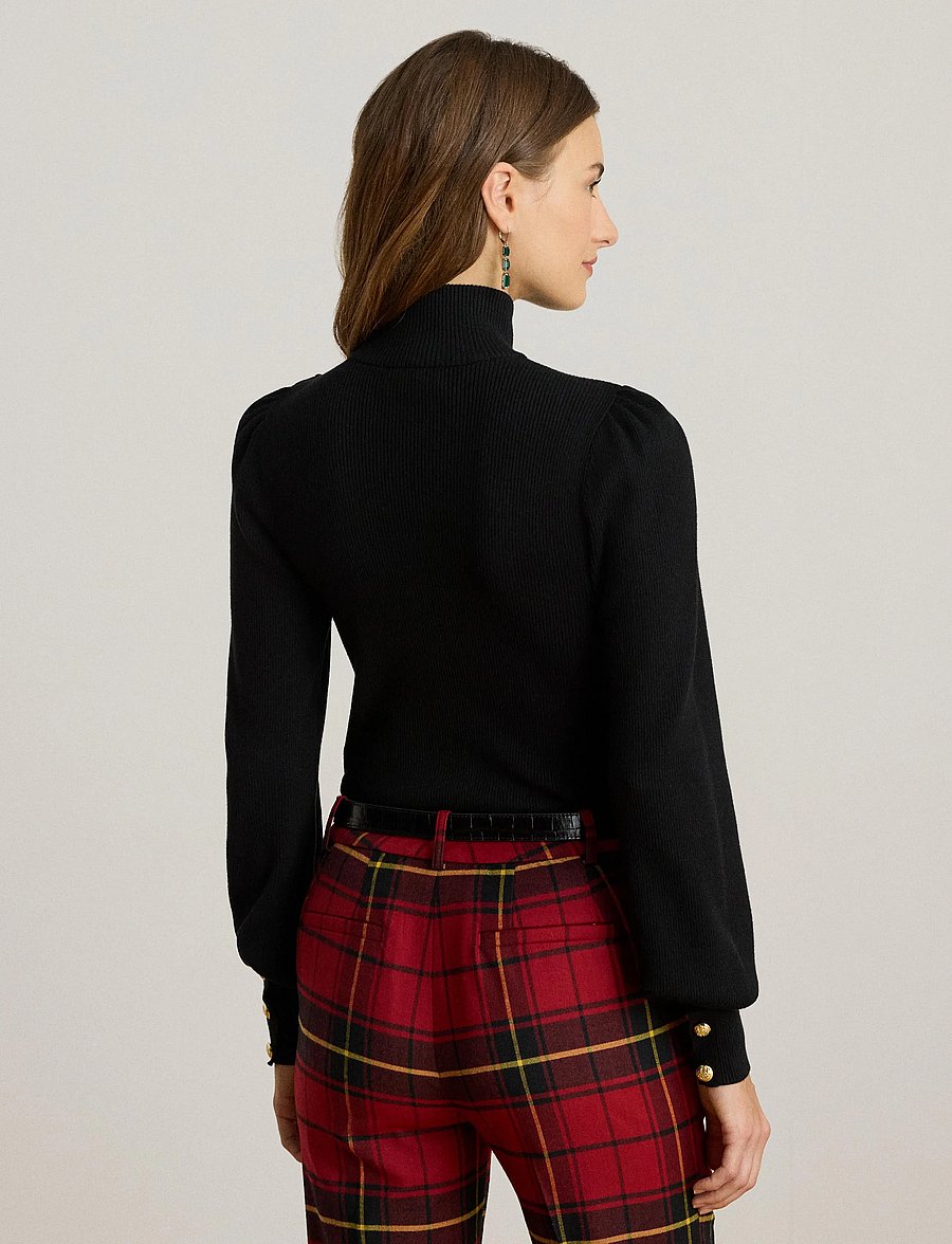 Lauren Ralph Lauren - Button-Trim Mockneck Sweater - rollkragenpullover - polo black - 2