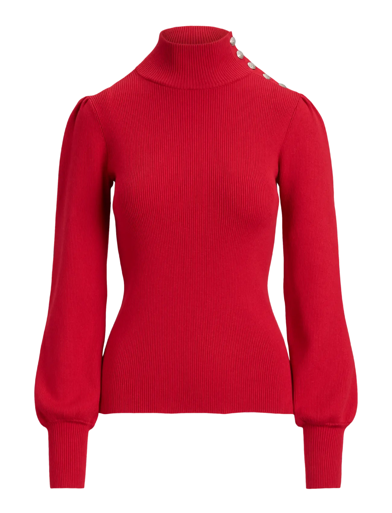 Lauren Ralph Lauren Button-Trim Mockneck Sweater - Lauren Ralph Lauren - RALPH RED / red