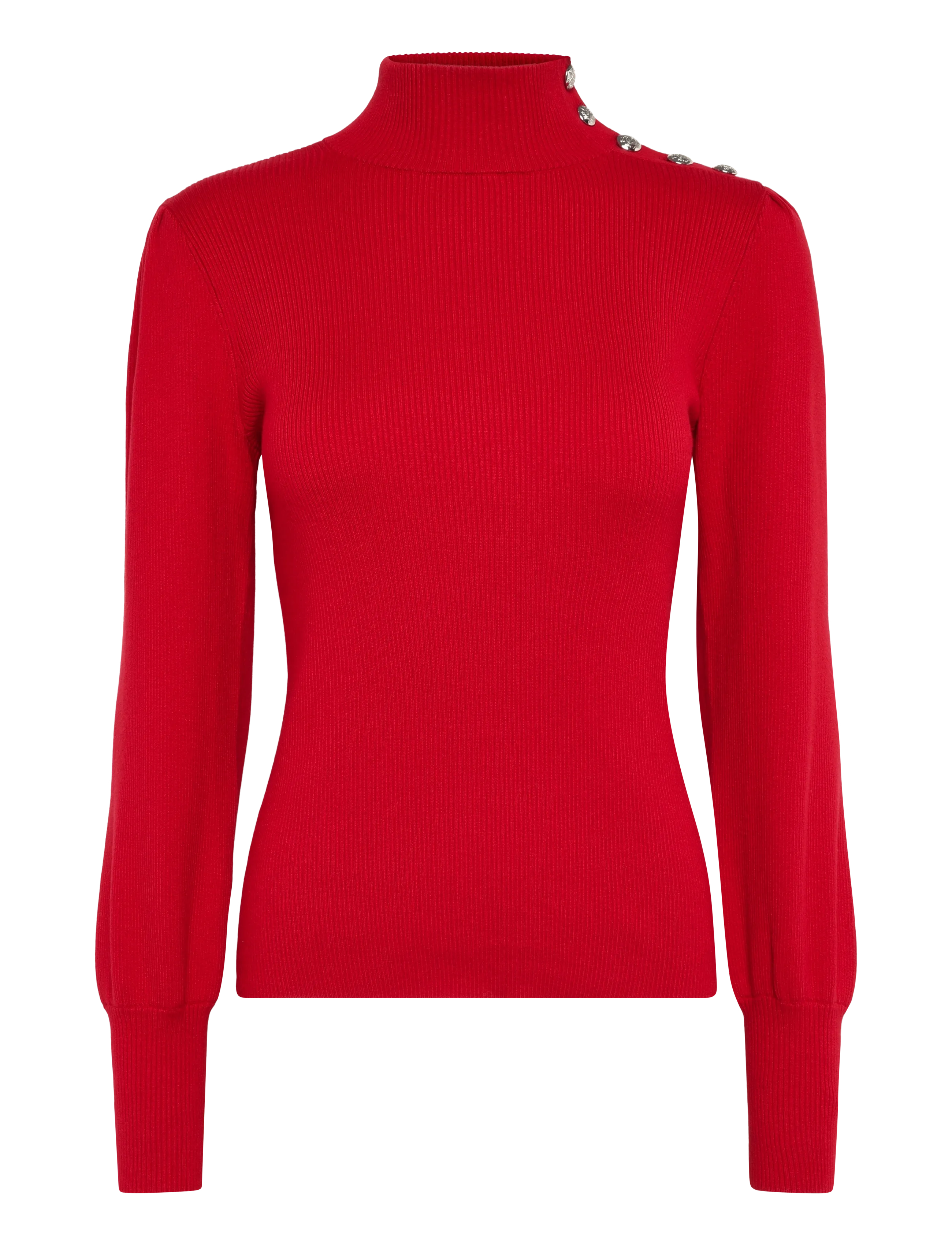 Lauren Ralph Lauren Button-Trim Mockneck Sweater - Stickat - RALPH RED / red