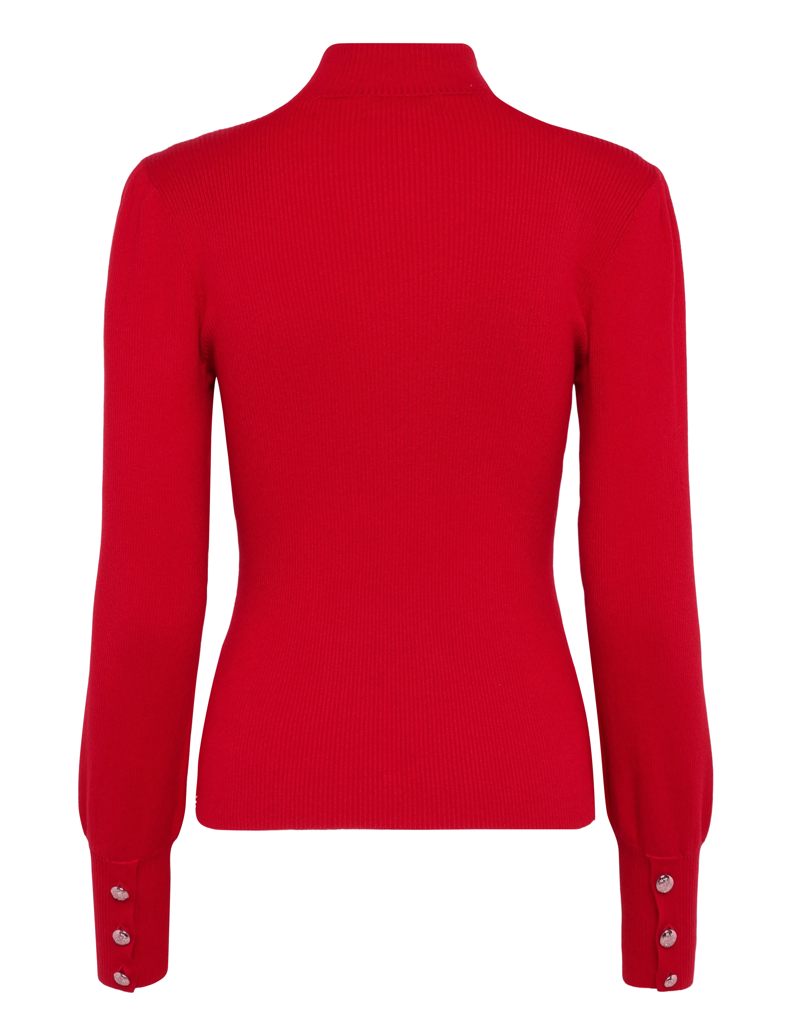 Lauren Ralph Lauren - Button-Trim Mockneck Sweater - džemperi ar augstu apkakli - ralph red - 1