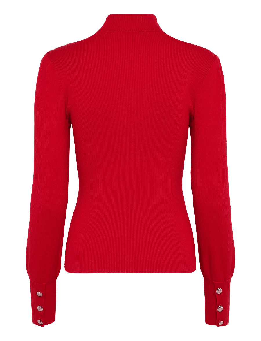 Lauren Ralph Lauren - Button-Trim Mockneck Sweater - džemperi ar augstu apkakli - ralph red - 1