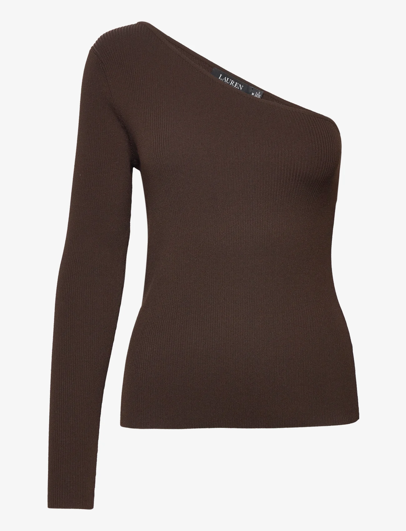 Lauren Ralph Lauren - One-Shoulder Long-Sleeve Sweater - topi ar garām piedurknēm - circuit brown - 0