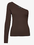 One-Shoulder Long-Sleeve Sweater - CIRCUIT BROWN