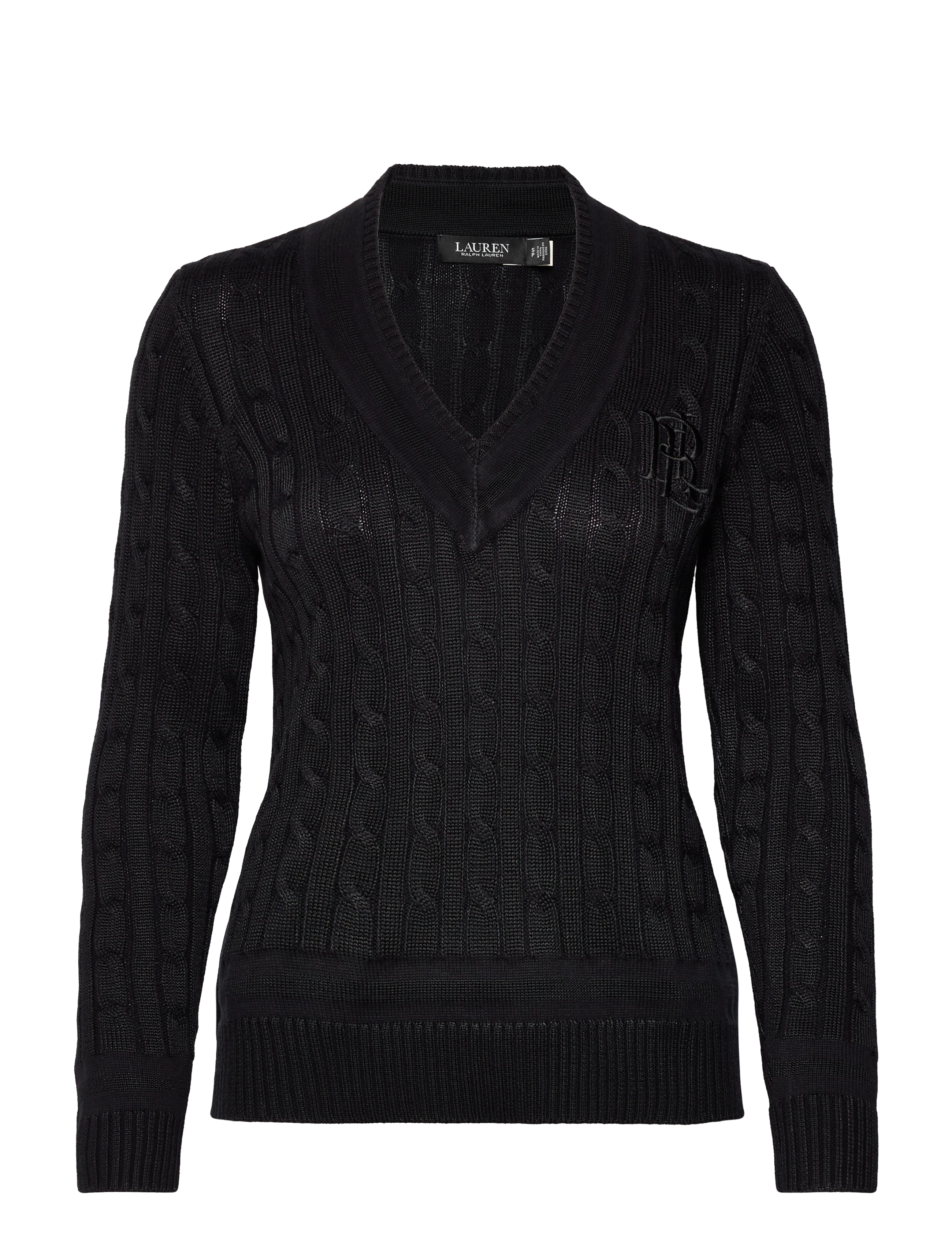 Lauren Ralph Lauren Cable-Knit Cricket Sweater - Stickat - BLACK / black