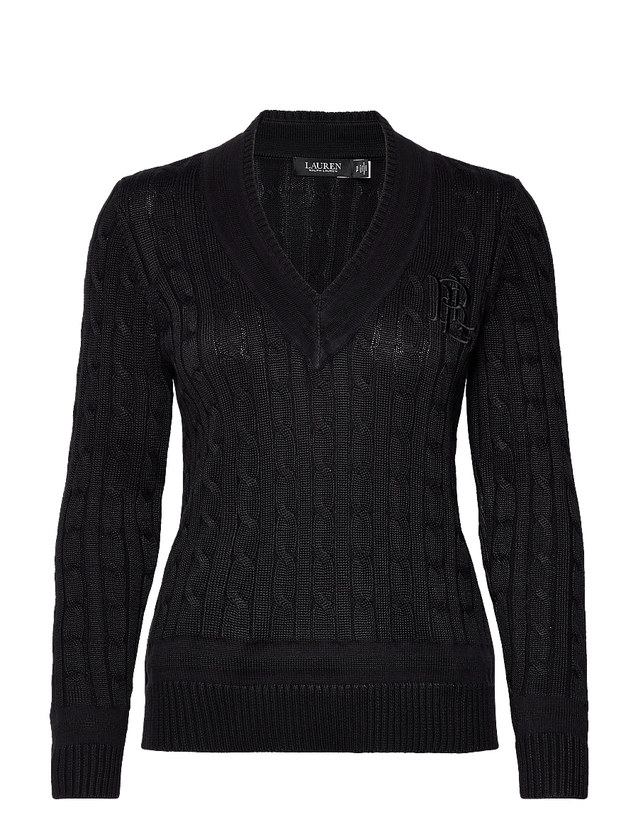 Lauren Ralph Lauren - Cable-Knit Cricket Sweater - stickade tröjor - black - 0