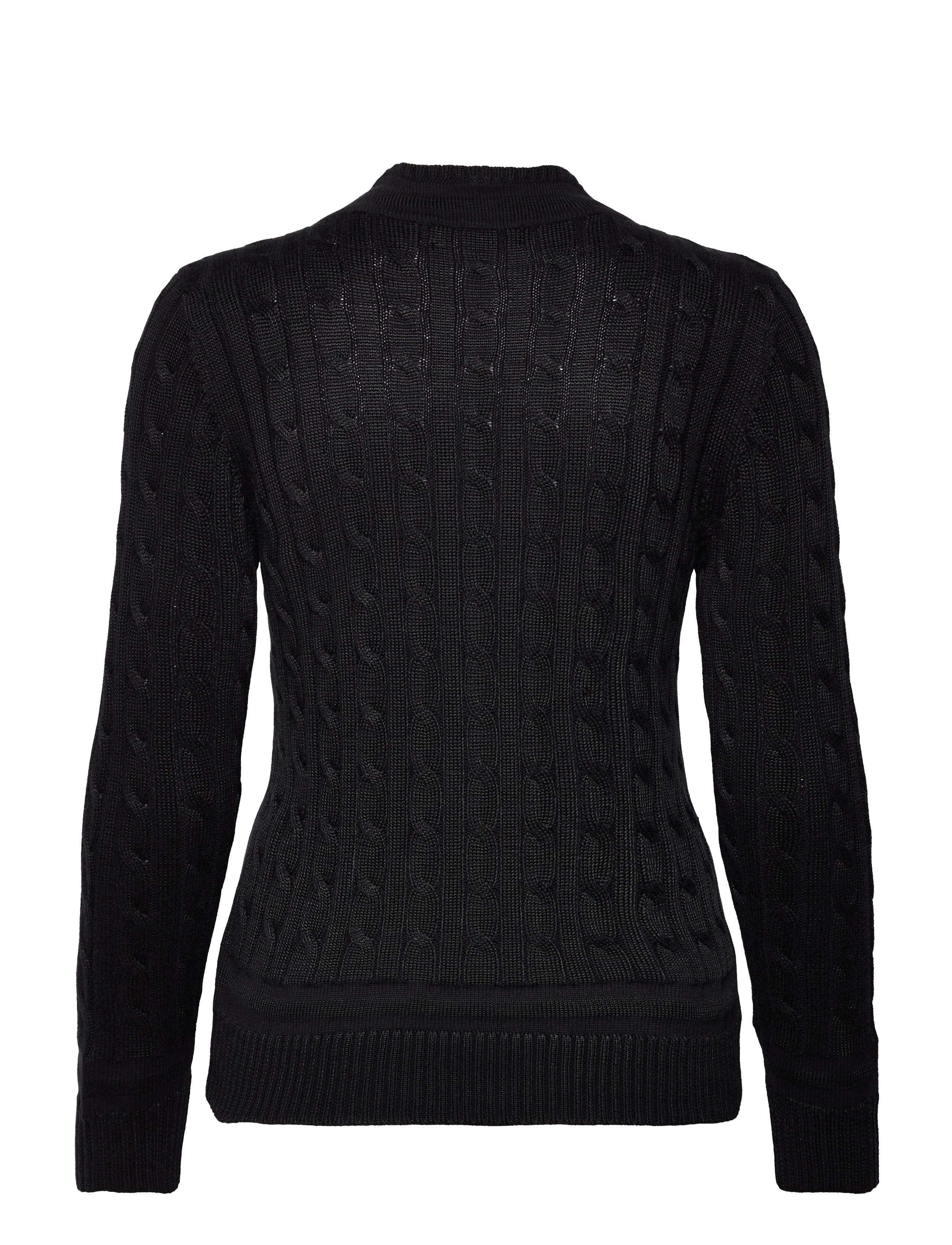 Lauren Ralph Lauren - Cable-Knit Cricket Sweater - stickade tröjor - black - 1