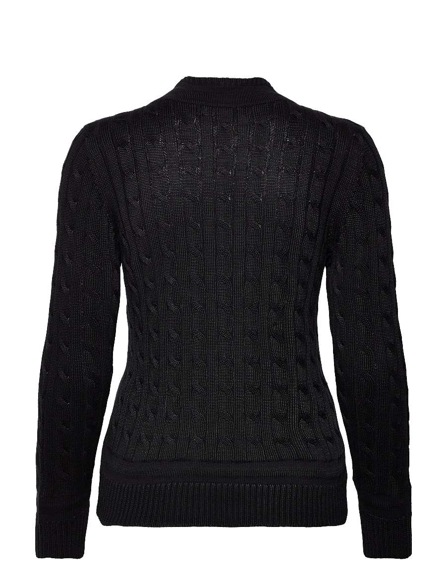 Lauren Ralph Lauren - Cable-Knit Cricket Sweater - stickade tröjor - black - 1