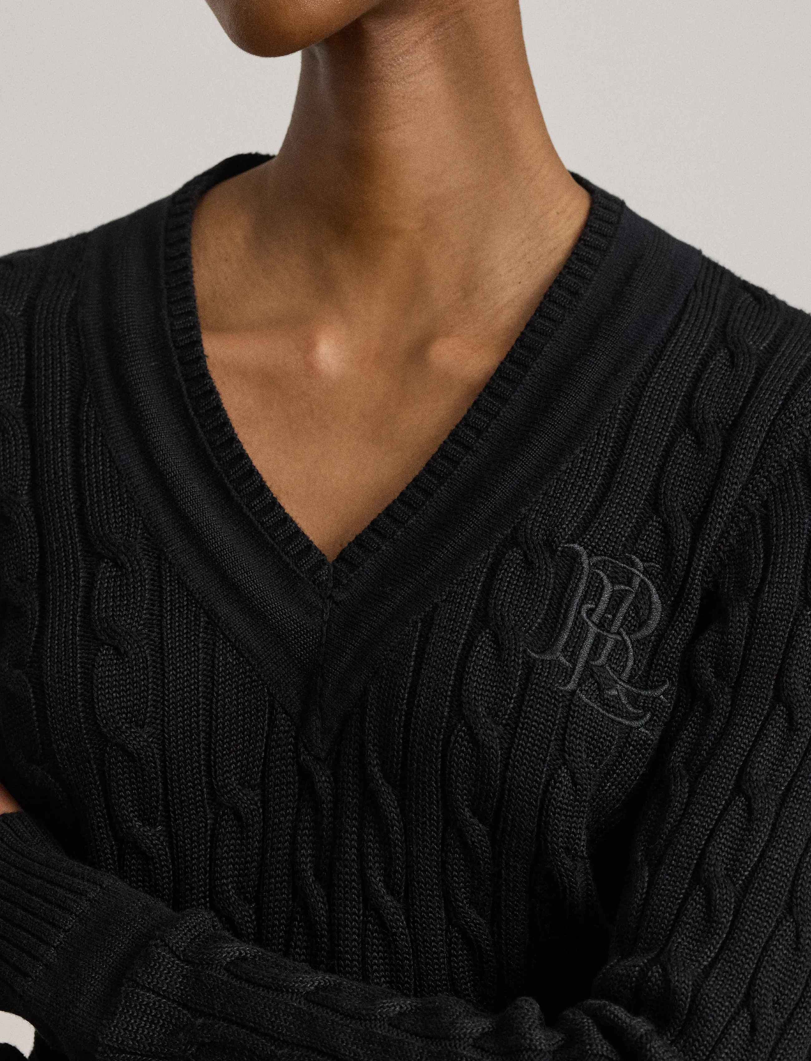 Lauren Ralph Lauren - Cable-Knit Cricket Sweater - stickade tröjor - black - 5