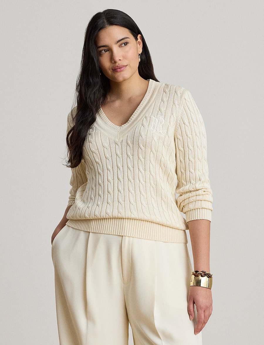 Lauren Ralph Lauren - Cable-Knit Cricket Sweater - jumpers - mascarpone cream - 0
