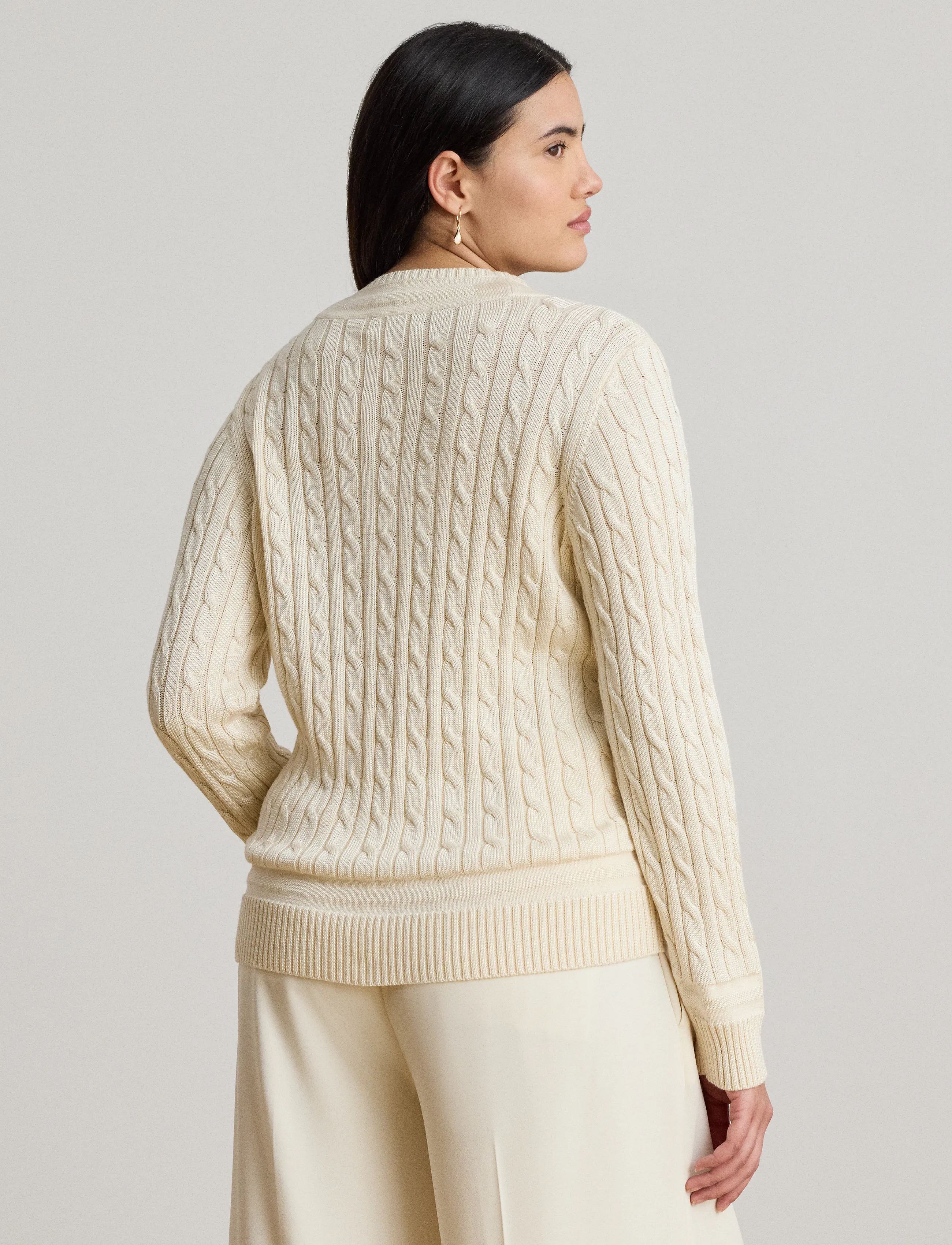 Lauren Ralph Lauren - Cable-Knit Cricket Sweater - jumpers - mascarpone cream - 3