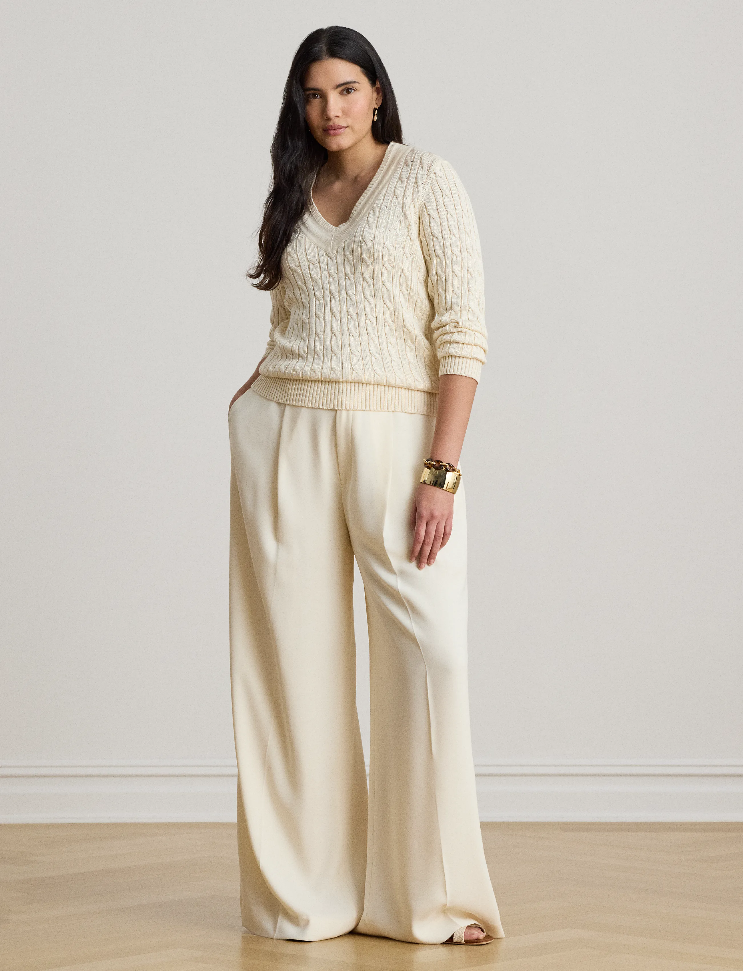 Lauren Ralph Lauren - Cable-Knit Cricket Sweater - jumpers - mascarpone cream - 4