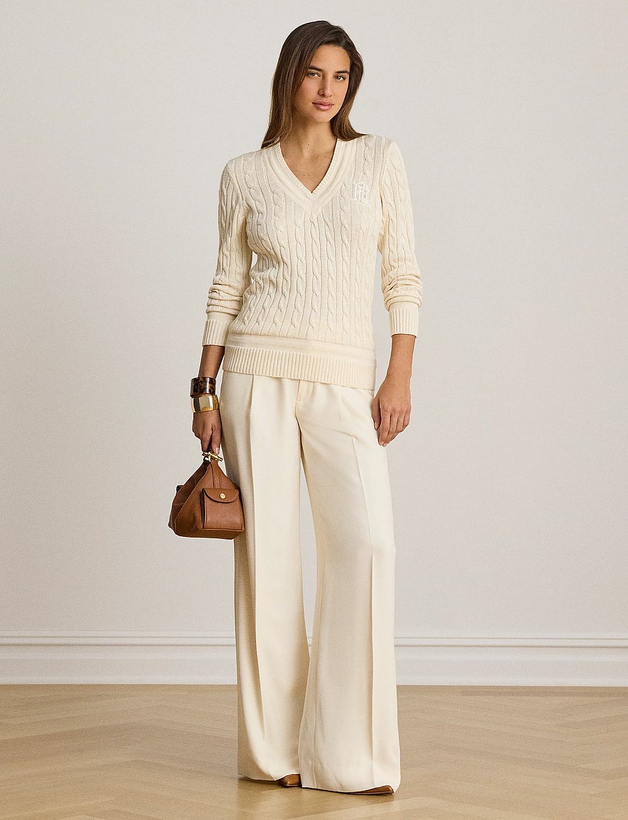 Lauren Ralph Lauren - Cable-Knit Cricket Sweater - jumpers - mascarpone cream - 5