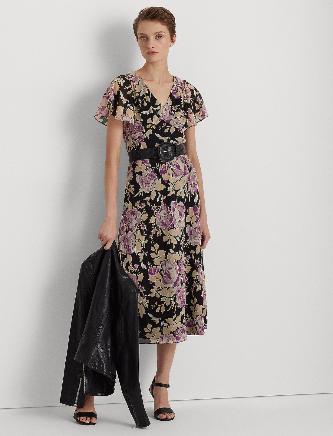 Lauren Ralph Lauren Floral Crinkle Georgette Dress Midi dresses Boozt