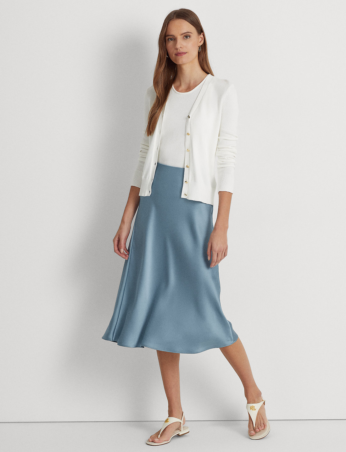 Lauren Ralph Lauren Satin Charmeuse A line Skirt Midi skirts