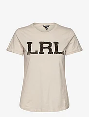 Lauren Ralph Lauren - Beaded-Logo Jersey Tee - marškinėliai - natural cream - 0