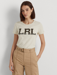 Lauren Ralph Lauren - Beaded-Logo Jersey Tee - marškinėliai - natural cream - 2