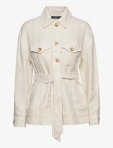 Belted Herringbone Linen Shirt Jacket, Lauren Ralph Lauren