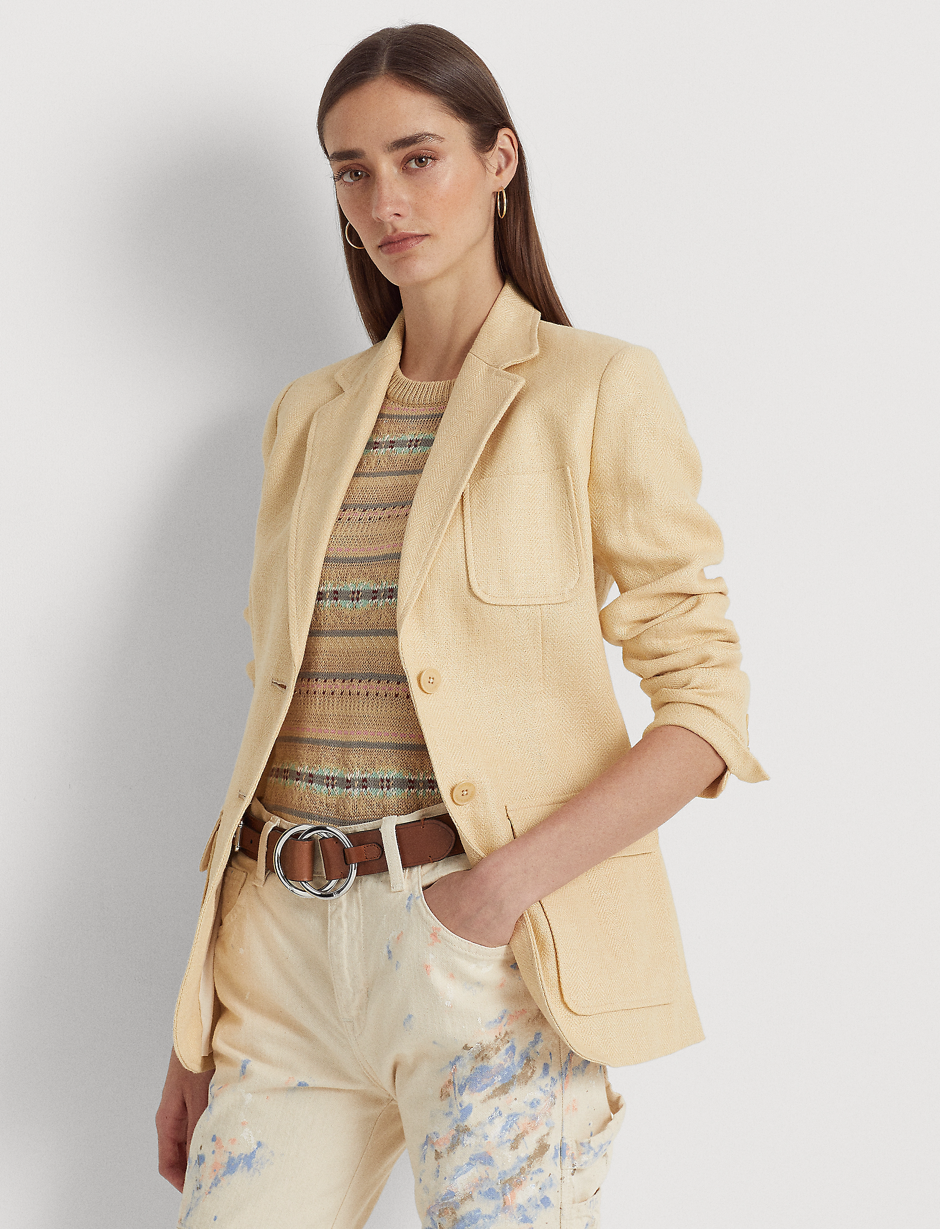 Lauren Ralph Lauren - Herringbone Linen Blazer - vintage cream - 2