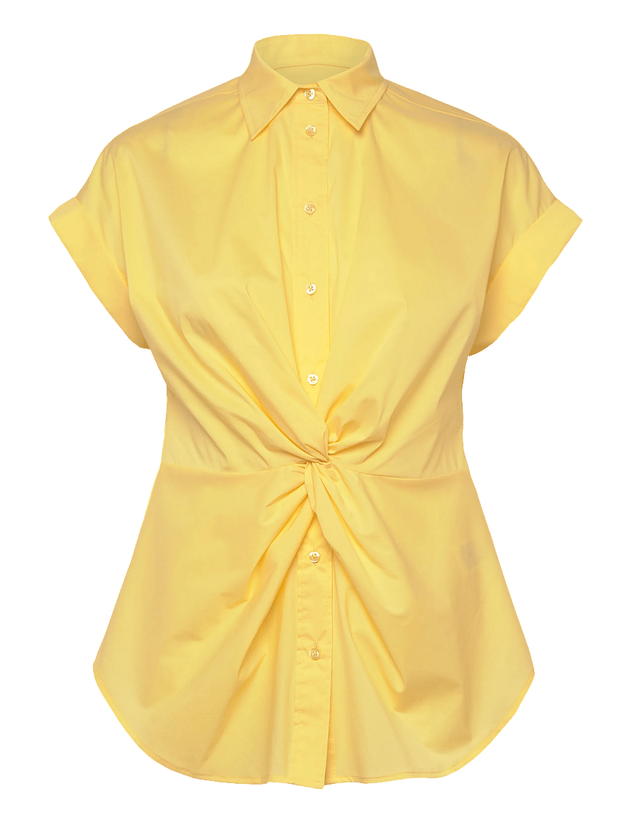 Lauren Ralph Lauren - Twist-Front Cotton Short-Sleeve Shirt - kurzärmlige hemden - lemon sorbet - 0