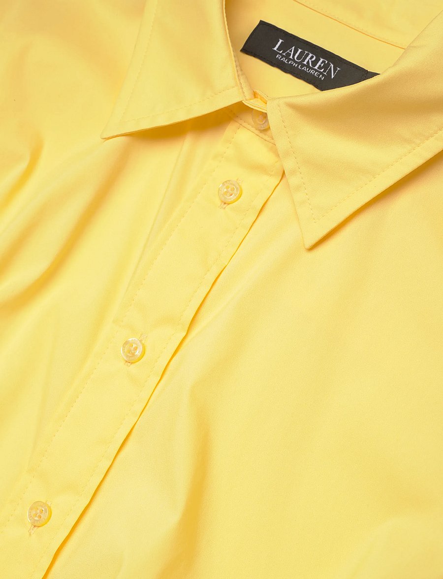 Lauren Ralph Lauren - Twist-Front Cotton Short-Sleeve Shirt - kurzärmlige hemden - lemon sorbet - 2