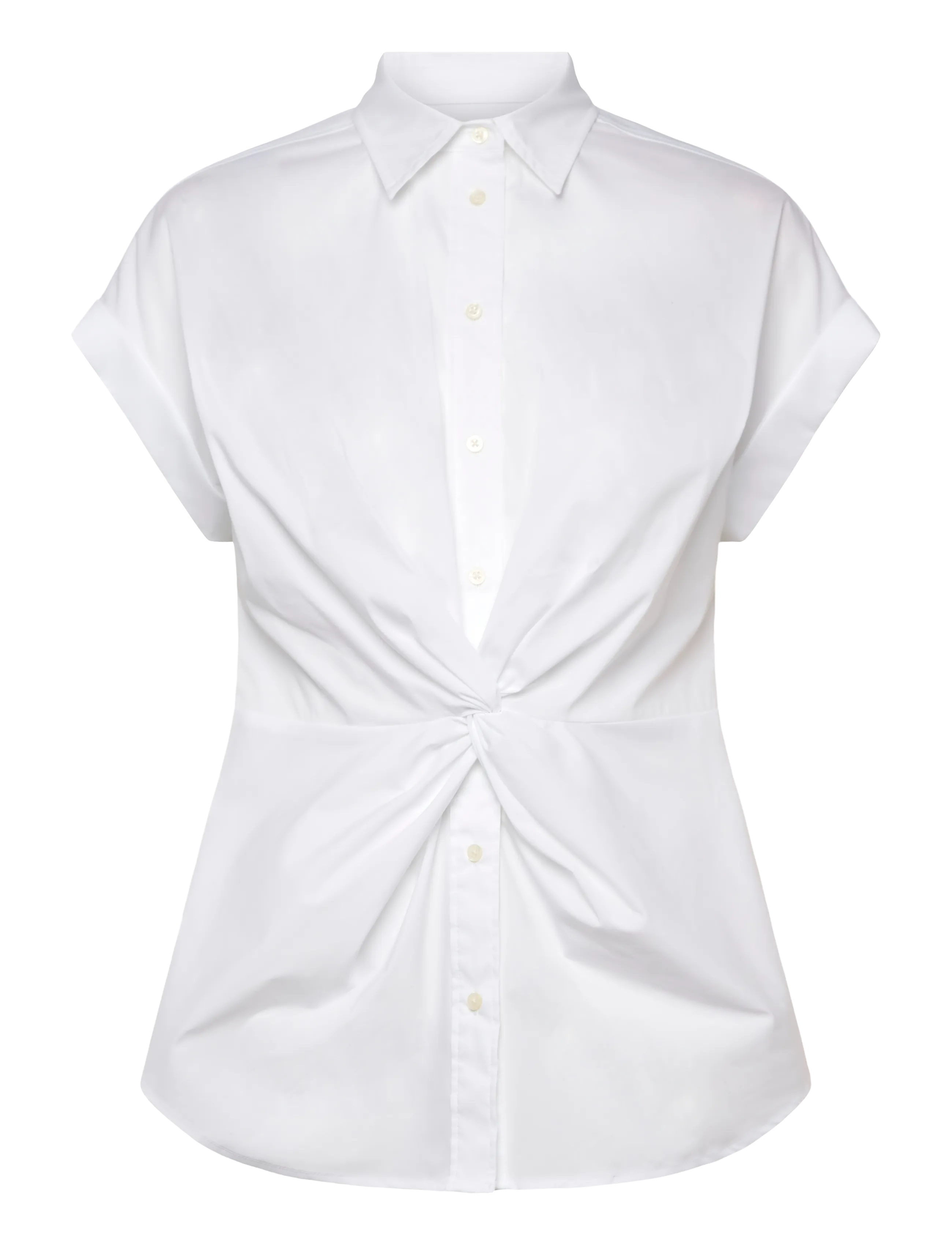 Lauren Ralph Lauren Twist-Front Cotton Short-Sleeve Shirt - Modern femininity - WHITE / white