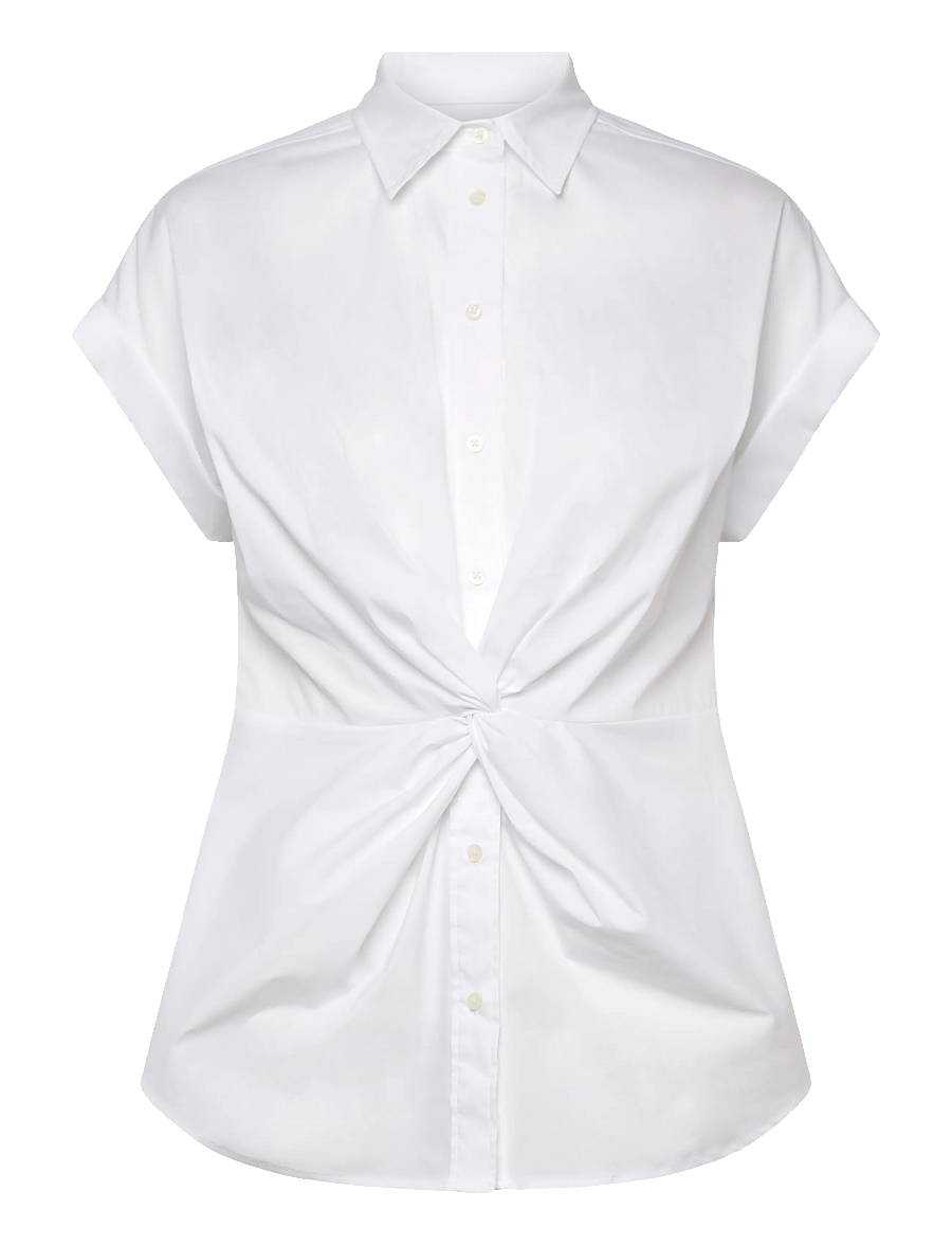Lauren Ralph Lauren - Twist-Front Cotton Short-Sleeve Shirt - kurzärmlige hemden - white - 1