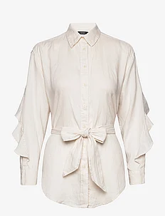 Ruffle-Trim Belted Linen Shirt, Lauren Ralph Lauren
