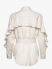 Lauren Ralph Lauren - Ruffle-Trim Belted Linen Shirt - lininiai marškiniai - mascarpone cream - 1