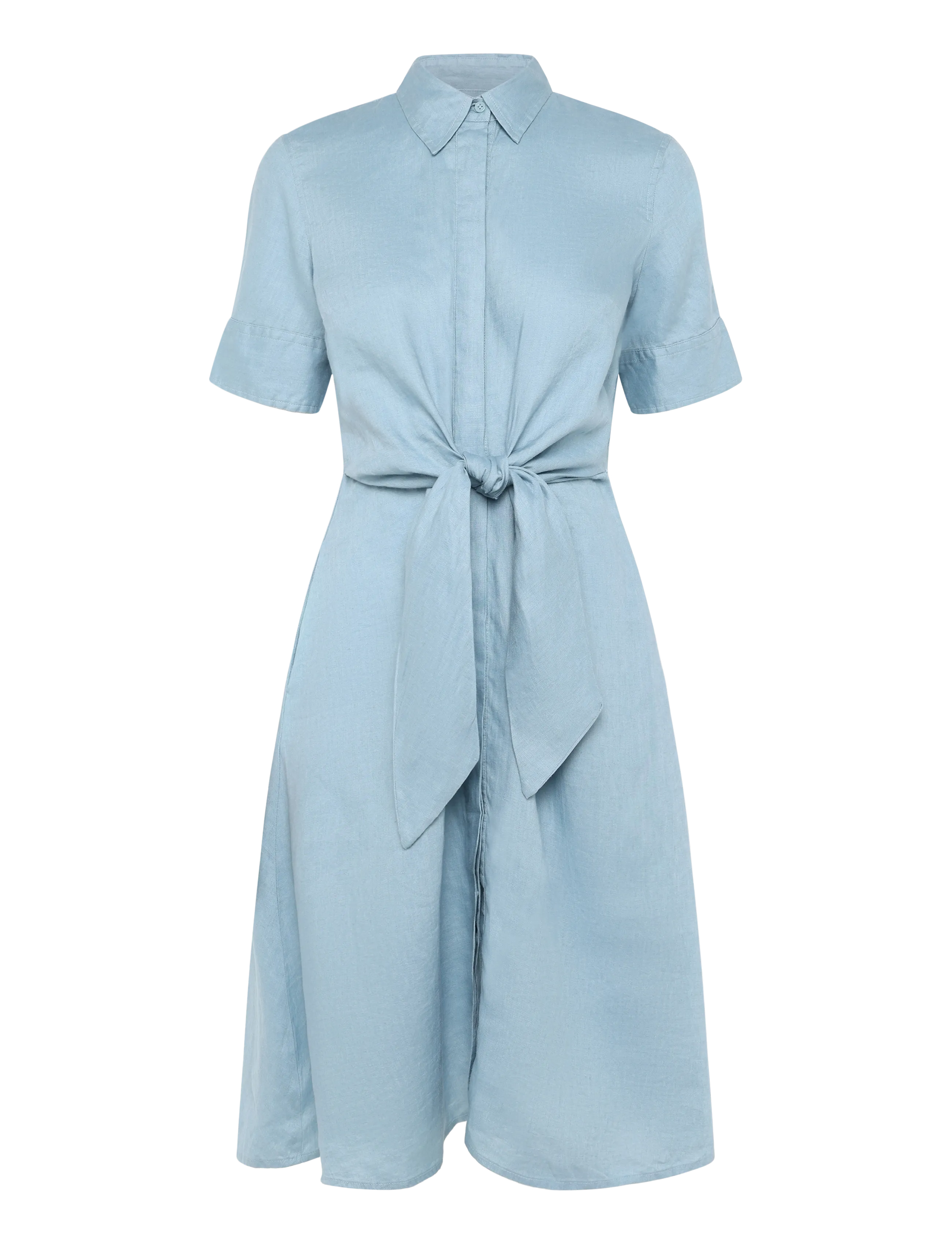 LAUREN RALPH LAUREN Tie-Front Linen Shirtdress Blau - 40 - Damen