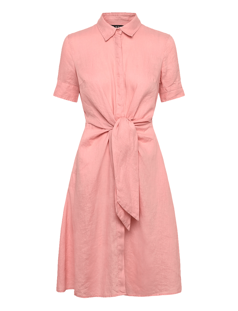 Lauren Ralph Lauren - Tie-Front Linen Shirtdress - paitamekot - pink rhodonite - 0