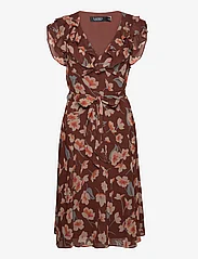 Lauren Ralph Lauren - Floral Ruffle-Trim Georgette Dress - vasarinės suknelės - maroon/orange/cre - 0