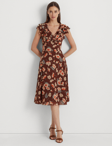 Floral Ruffle-Trim Georgette Dress, Lauren Ralph Lauren