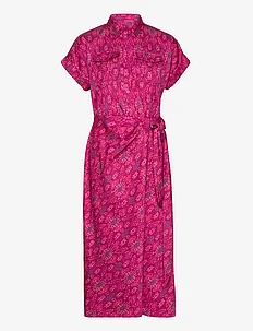 Geo-Print Shantung Tie-Waist Dress, Lauren Ralph Lauren