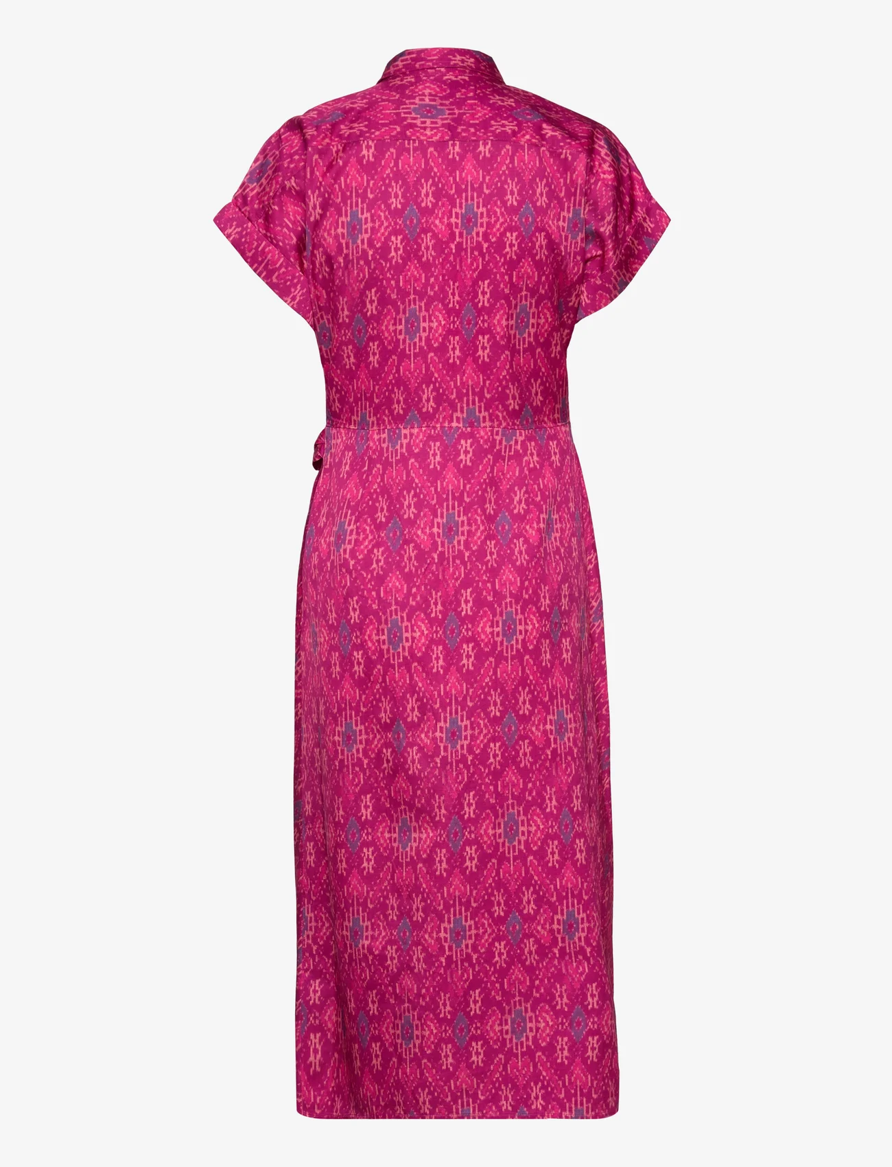Lauren Ralph Lauren - Geo-Print Shantung Tie-Waist Dress - marškinių tipo suknelės - fuchsia multi - 1