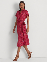 Lauren Ralph Lauren - Geo-Print Shantung Tie-Waist Dress - kreklkleitas - fuchsia multi - 2