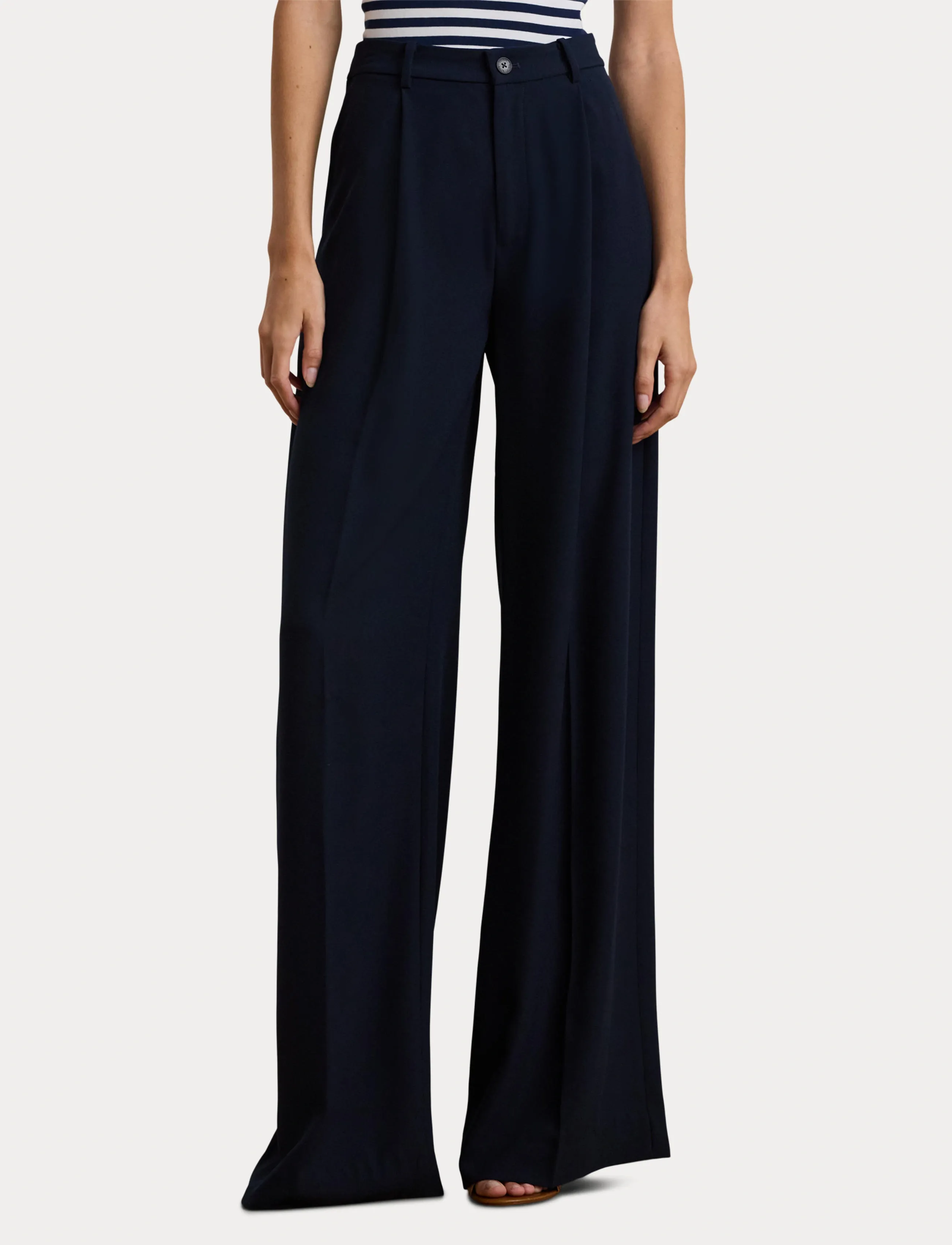 Lauren Ralph Lauren - Double-Faced Georgette Wide-Leg Pant - leveälahkeiset housut - lauren navy - 5