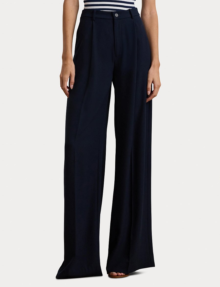 Lauren Ralph Lauren - Double-Faced Georgette Wide-Leg Pant - leveälahkeiset housut - lauren navy - 5