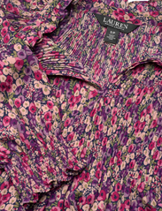 Lauren Ralph Lauren - Floral Pleated Georgette Tie-Neck Blouse - blūzes ar garām piedurknēm - navy/burgundy mul - 3