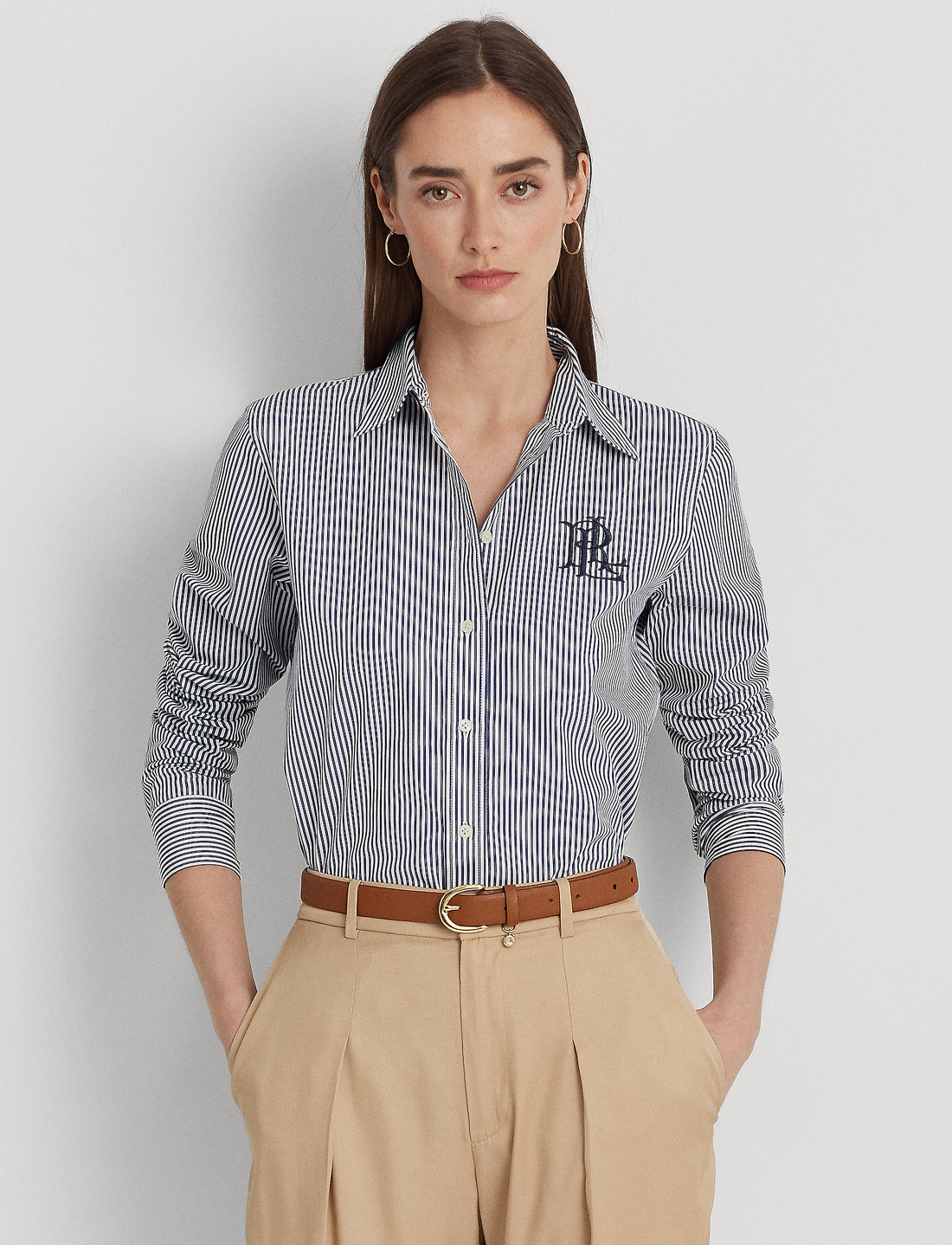 Striped cotton broadcloth shirt Clearance
