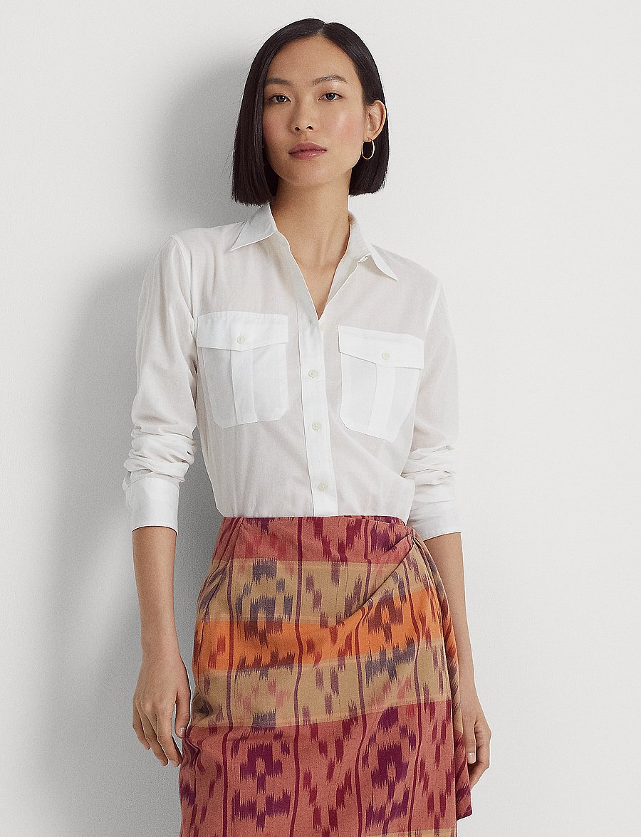Lauren Ralph Lauren - 80S COTTON VOILE-SHIRT - chemises à manches longues - white - 0