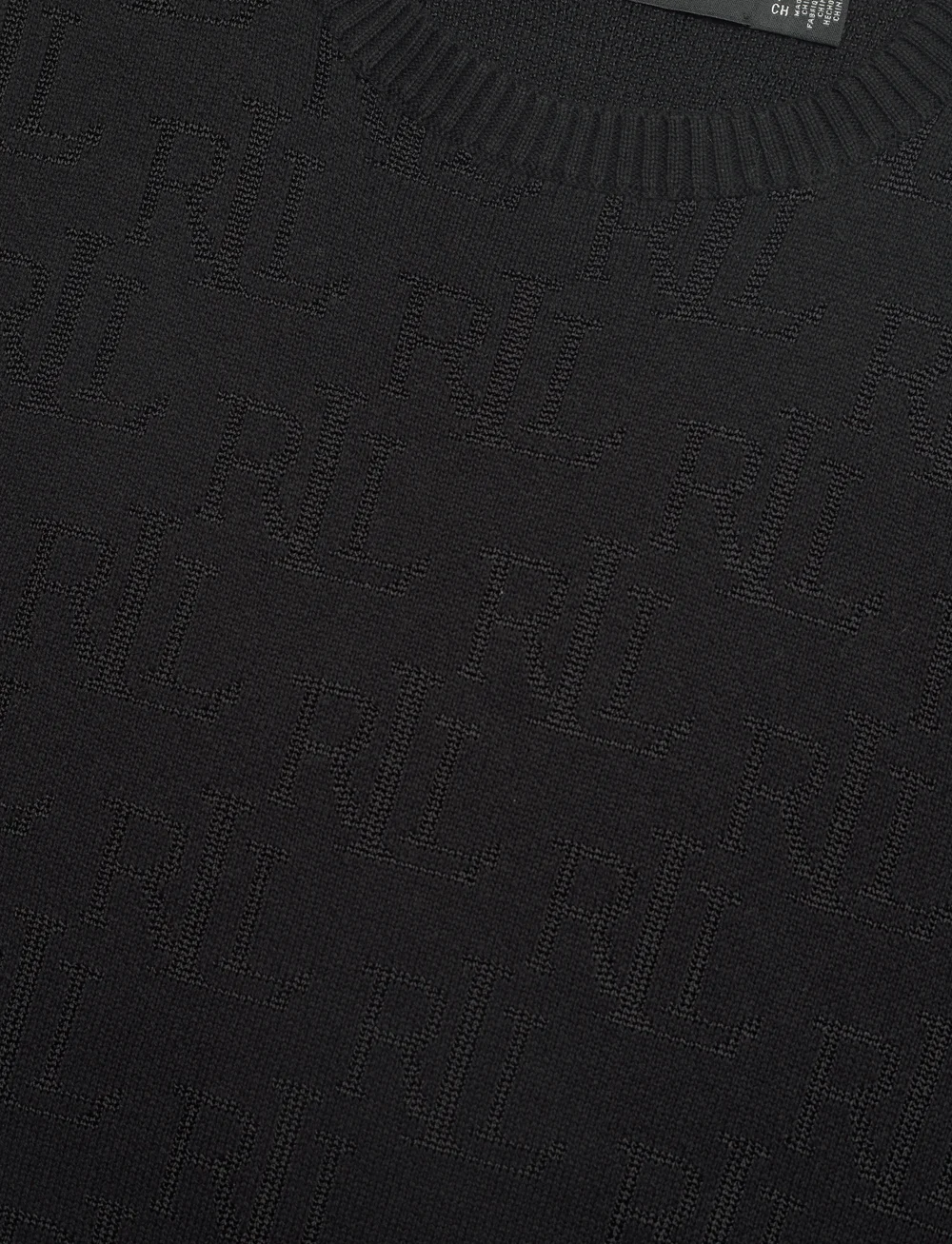 Lauren Ralph Lauren - Monogram Jacquard Short-Sleeve Sweater - stickade tröjor - black - 3