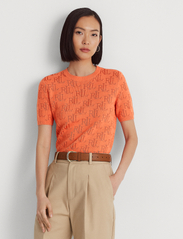 Lauren Ralph Lauren - Monogram Jacquard Short-Sleeve Sweater - džemperiai - canyon orange - 2