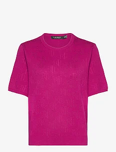Monogram Jacquard Short-Sleeve Sweater, Lauren Ralph Lauren
