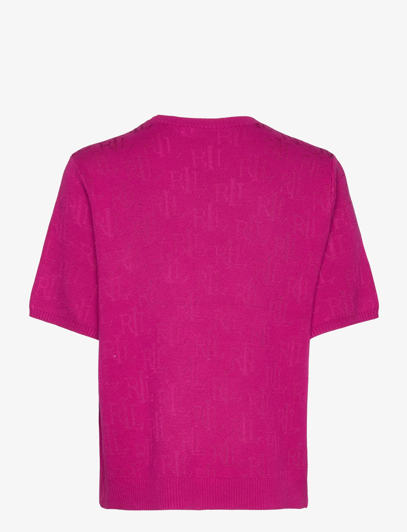 Lauren Ralph Lauren - Monogram Jacquard Short-Sleeve Sweater - džemperiai - fuchsia berry - 1