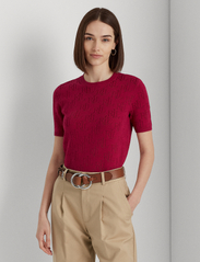 Lauren Ralph Lauren - Monogram Jacquard Short-Sleeve Sweater - džemperiai - fuchsia berry - 2