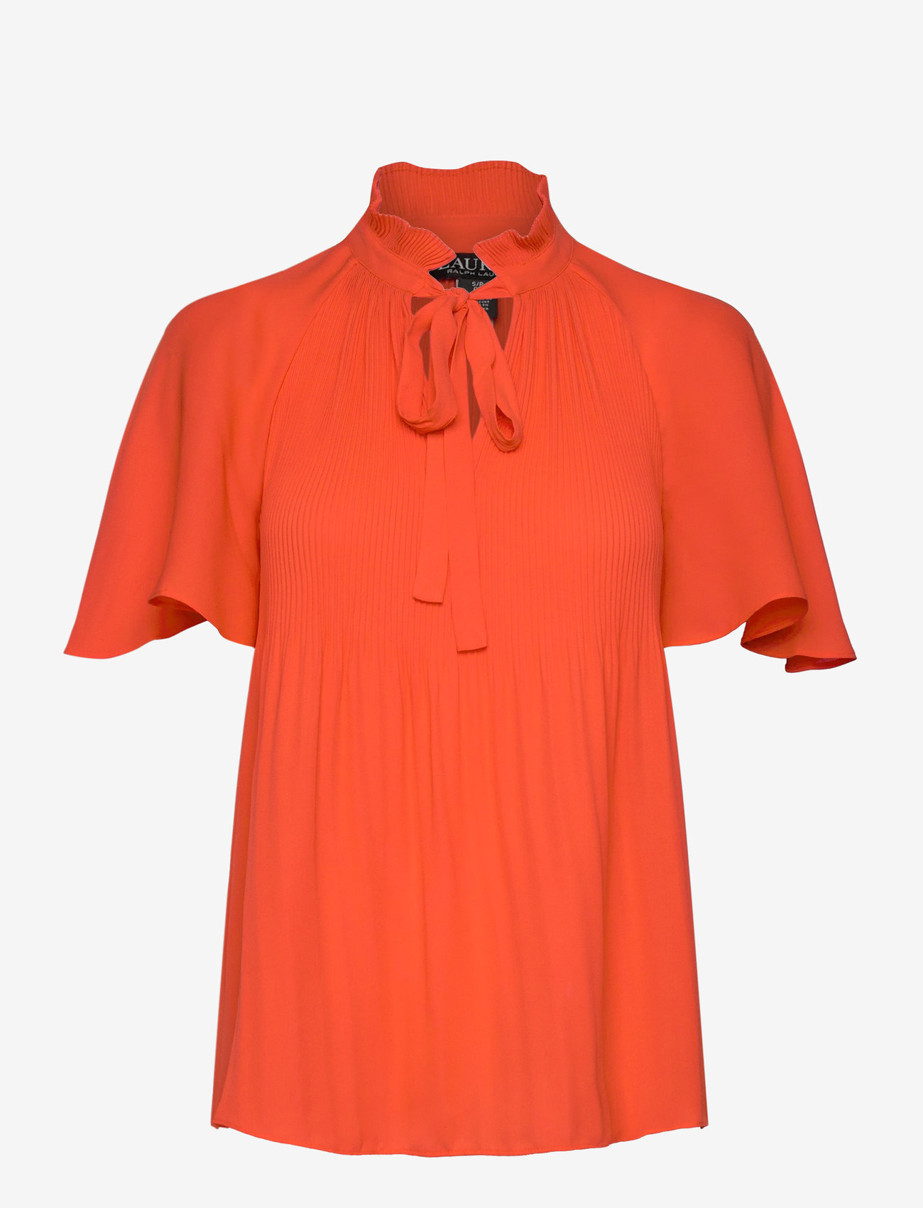 Lauren Ralph Lauren - Pleated Georgette Blouse - kurzämlige blusen - orange lily - 0
