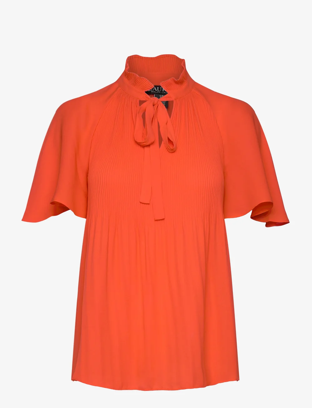 Lauren Ralph Lauren - Pleated Georgette Blouse - kortærmede bluser - orange lily - 0
