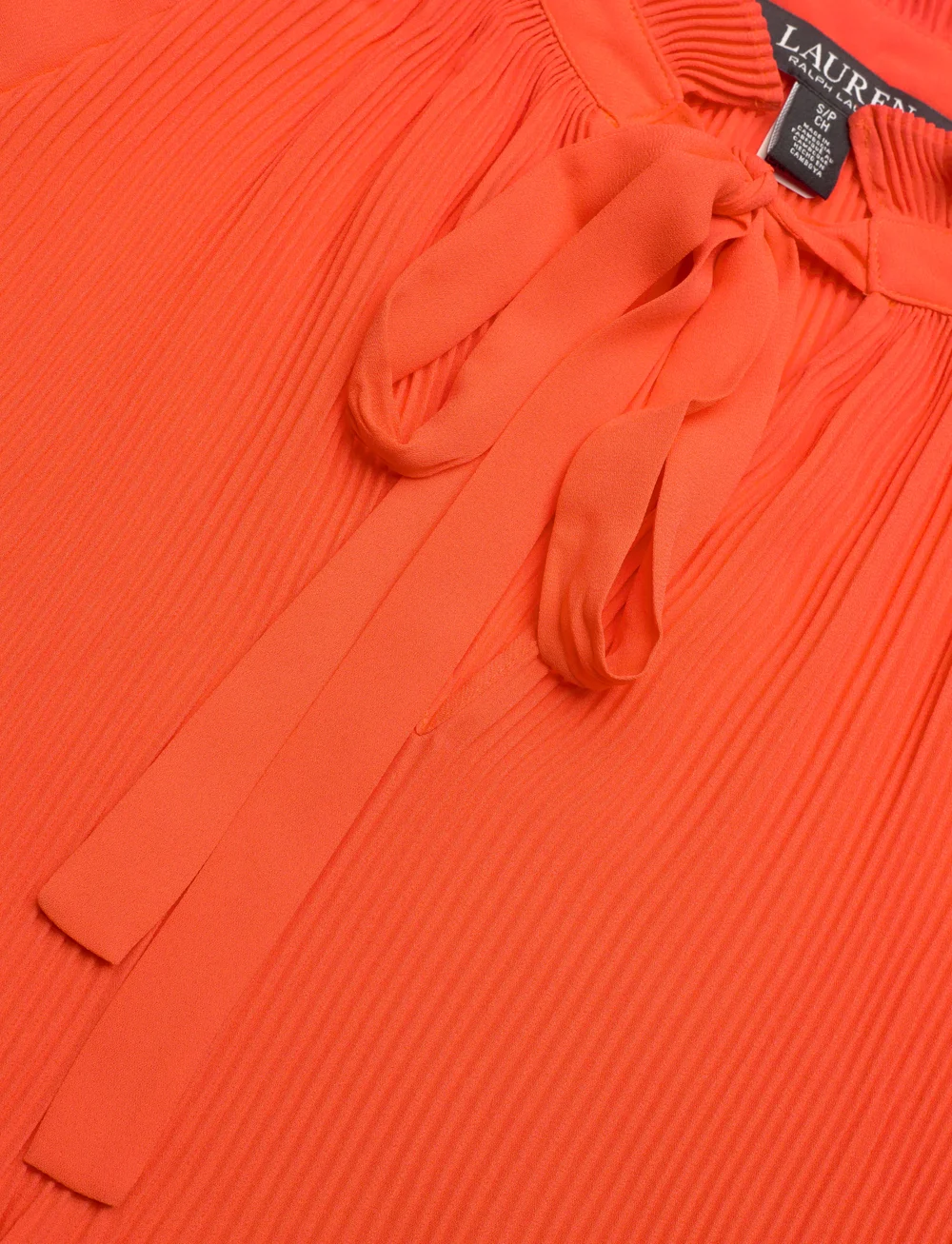 Lauren Ralph Lauren - Pleated Georgette Blouse - kortærmede bluser - orange lily - 2