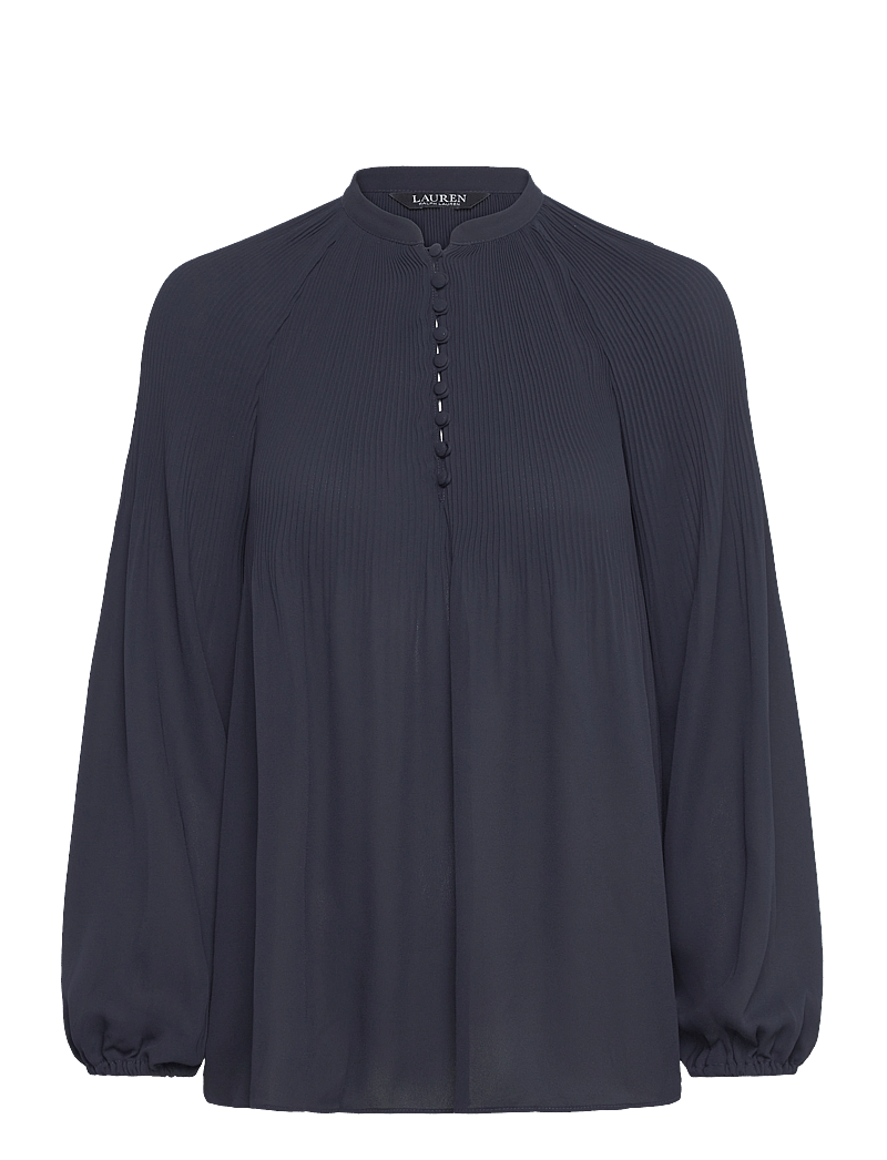 Lauren Ralph Lauren - Pleated Georgette Blouse - långärmade blusar - lauren navy - 0